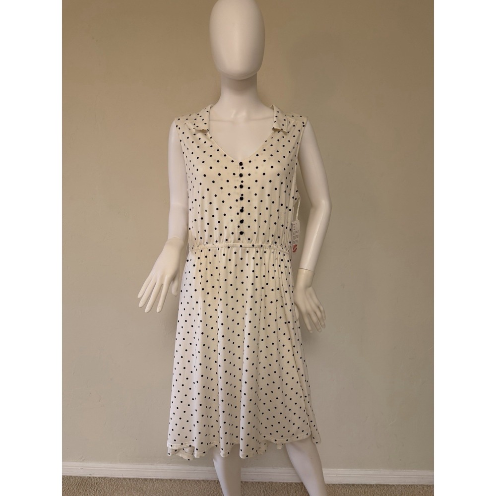 New White‎ And Black Tango Mango Polka Dots Dress Size L